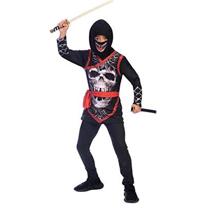 amscan Costume Ninja con teschio nero con denti spaventosi, età 12-14 anni, 1 PC amscan Costume Ninja con teschio nero con denti spaventosi, età 12-14 anni, 1 PC