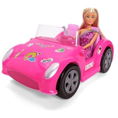 Simba Steffi Love Beach Car Steffi nel passeggino da spiaggia con foglio adesivo per decorazione, veicolo per bambole fino a 29 cm, lunghezza 29 cm, veicolo per bambole per bambini dai 3 anni in su Simba Steffi Love Beach Car Steffi nel passeggino da spiaggia con foglio adesivo per decorazione, veicolo per bambole fino a 29 cm, lunghezza 29 cm, veicolo per bambole per bambini dai 3 anni in su