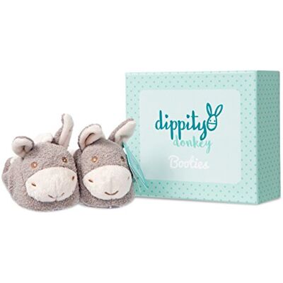 Aurora , , Baby Dippity Donkey Booties, Grigio e Bianco Aurora , , Baby Dippity Donkey Booties, Grigio e Bianco