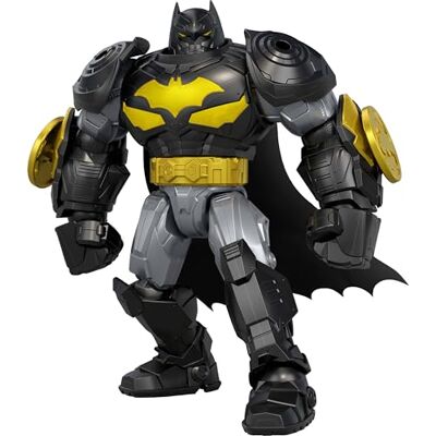 Mattel DC Premier Batman, action figure alta 16,5 cm, con armatura oversize, azione lanciaproiettili con dischi da battaglia, 8 luci e suoni, Mattel DC Premier Batman, action figure alta 16,5 cm, con armatura oversize, azione lanciaproiettili con dischi da battaglia, 8 luci e suoni,