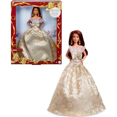 Barbie Signature Magia delle Feste 2025, bambola da collezione con capelli castani e abito argento e oro, confezione da esporre, regalo per le feste, giocattolo per bambini, 6+ anni, Barbie Signature Magia delle Feste 2025, bambola da collezione con capelli castani e abito argento e oro, confezione da esporre, regalo per le feste, giocattolo per bambini, 6+ anni,