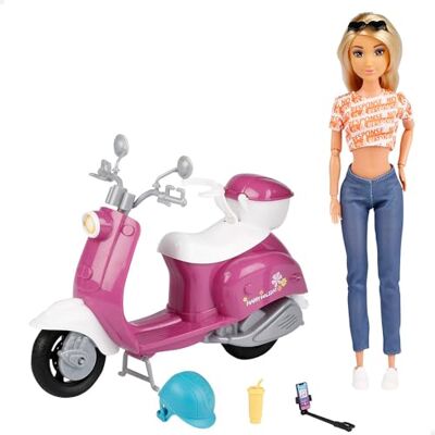 Bambola Isabella con scooter - Bambola, accessori, rosa & bianco Bambola Isabella con scooter - Bambola, accessori, rosa & bianco