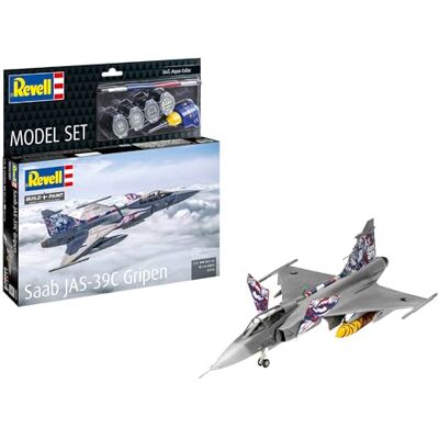 Revell Modellino Saab JAS-39C Gripen in scala 1:72, non costruito/non verniciato, in plastica, con accessori Revell Modellino Saab JAS-39C Gripen in scala 1:72, non costruito/non verniciato, in plastica, con accessori