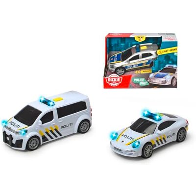 Dickie Toys Auto della polizia norvegese con suono e luce Disponibile in Porsche, Mercedes e Citroën, 15 cm, dai 3 anni in su, batterie incluse Dickie Toys Auto della polizia norvegese con suono e luce Disponibile in Porsche, Mercedes e Citroën, 15 cm, dai 3 anni in su, batterie incluse