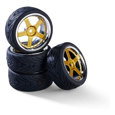 Carson 1:10 Set di ruote (4) design 5 raggi cromo/oro accessori per modellismo, pezzi di ricambio, tuning, pneumatici, set di pneumatici Carson 1:10 Set di ruote (4) design 5 raggi cromo/oro accessori per modellismo, pezzi di ricambio, tuning, pneumatici, set di pneumatici