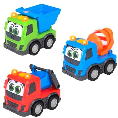 Dickie Toys ABC – Veicolo da cantiere Volvo Trucky a partire da 1 anno (13 cm) – Auto scorrevole con luce e suono per bambini per promuovere le capacità motorie, 3 colori assortiti (master basculante, betoniera, Dickie Toys ABC – Veicolo da cantiere Volvo Trucky a partire da 1 anno (13 cm) – Auto scorrevole con luce e suono per bambini per promuovere le capacità motorie, 3 colori assortiti (master basculante, betoniera,