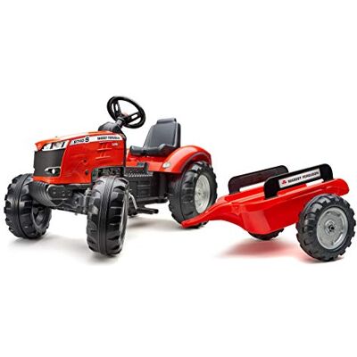 Falk Trattore a Pedali Massey Ferguson con rimorchio da 3 Anni Made in France Volante con clacson Sedile Regolabile Falk Trattore a Pedali Massey Ferguson con rimorchio da 3 Anni Made in France Volante con clacson Sedile Regolabile