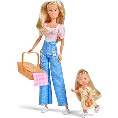 Simba Steffi Love Picnic Steffi (29 cm) & Evi (12 cm) per picnic, incluso cestino da picnic, coperta e accessori, set di bambole per bambini dai 3 anni in su Simba Steffi Love Picnic Steffi (29 cm) & Evi (12 cm) per picnic, incluso cestino da picnic, coperta e accessori, set di bambole per bambini dai 3 anni in su
