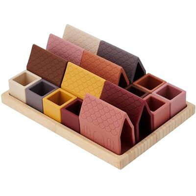 tickit SiliSoft Village Blocks, Set da 16 Pezzi in Silicone Resistente e bambù Naturale, con Blocchi per la casa e cubi Aperti, per Una Costruzione fantasiosa e Creativa e Un Gioco sensoriale, Terra tickit SiliSoft Village Blocks, Set da 16 Pezzi in Silicone Resistente e bambù Naturale, con Blocchi per la casa e cubi Aperti, per Una Costruzione fantasiosa e Creativa e Un Gioco sensoriale, Terra