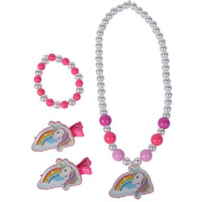 Simba Set Gioielli Steffi Love Girls Unicorn, 1 Collana con Ciondolo, 2 Fermagli per Capelli con Logo, 1 Braccialetto, Unicorno, Pony, Arcobaleno, a Partire dai 3 Anni, Perla, Perla Simba Set Gioielli Steffi Love Girls Unicorn, 1 Collana con Ciondolo, 2 Fermagli per Capelli con Logo, 1 Braccialetto, Unicorno, Pony, Arcobaleno, a Partire dai 3 Anni, Perla, Perla