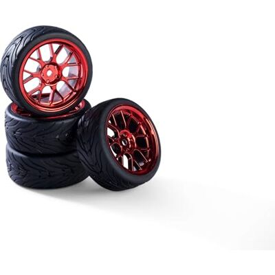 Carson 1:10 Set di ruote (4) Y-Design3 rosso accessori per modellismo, pezzi di ricambio, tuning, pneumatici, set di pneumatici Carson 1:10 Set di ruote (4) Y-Design3 rosso accessori per modellismo, pezzi di ricambio, tuning, pneumatici, set di pneumatici