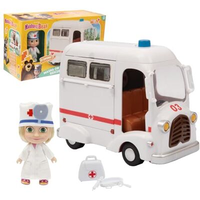 MASHA & THE BEAR Ambulanza Di Masha E Orso, Veicolo Con Vano Apribile E Bambola Masha Dottoressa Da 12 Cm Inclusa, Ricca Di Accessori, Per Bambini e Bambine dai 3 anni MASHA & THE BEAR Ambulanza Di Masha E Orso, Veicolo Con Vano Apribile E Bambola Masha Dottoressa Da 12 Cm Inclusa, Ricca Di Accessori, Per Bambini e Bambine dai 3 anni