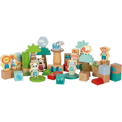 Small Foot Blocchi da Costruzione in Legno Jungle Friends,FSC® 100% Certificato, 50 Pezzi, Legno al Naturale e colorato, da 1 Anno, Small Foot Blocchi da Costruzione in Legno Jungle Friends,FSC® 100% Certificato, 50 Pezzi, Legno al Naturale e colorato, da 1 Anno,