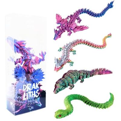 Joy Toy – Drakliths – Animali stampati 3D; Drago/Drago con ali/Serpente/Coccodrillo; Animali completamente mobili, giocattoli di agitazione (MODELLO CASUALE) Joy Toy – Drakliths – Animali stampati 3D; Drago/Drago con ali/Serpente/Coccodrillo; Animali completamente mobili, giocattoli di agitazione (MODELLO CASUALE)