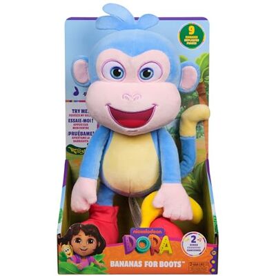 DORA Bananenfreund Boots – ca. 30 cm, peluche interattivo per la popolare serie TV con 2 canzoni e 9 set, per giocare fantasioso, per bambini dai 3 anni in su DORA Bananenfreund Boots – ca. 30 cm, peluche interattivo per la popolare serie TV con 2 canzoni e 9 set, per giocare fantasioso, per bambini dai 3 anni in su