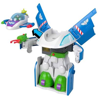 Fisher Price Imaginext Toy Story Nave Trasformabile di Buzz Lightyear, veicolo 3-in-1 con luci e suoni, da astronave a robot fino a capsula di salvataggio, con Buzz, lanciatore e proiettili, Fisher Price Imaginext Toy Story Nave Trasformabile di Buzz Lightyear, veicolo 3-in-1 con luci e suoni, da astronave a robot fino a capsula di salvataggio, con Buzz, lanciatore e proiettili,