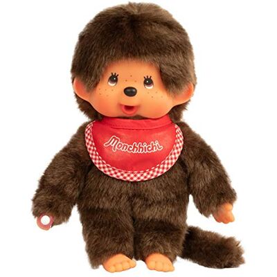 BANDAI Monchhichi peluche Maschietto bavaglino rosso 20 cm BANDAI Monchhichi peluche Maschietto bavaglino rosso 20 cm