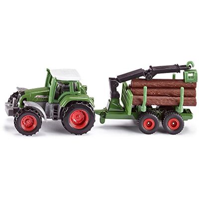 Siku 1645, Trattore con rimorchio forestale, Metallo e Plastica, Verde, Con 6 tronchi d'albero, Per uso in vari contesti Siku 1645, Trattore con rimorchio forestale, Metallo e Plastica, Verde, Con 6 tronchi d'albero, Per uso in vari contesti