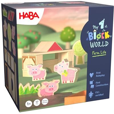 HABA Il mio primo mondo di mattoni da costruzione, Ferkelstall Kalle – Divertimento a partire dai 2 anni – Stimola le capacità motorie e la creatività – Set di mattoncini da costruzione – HABA Il mio primo mondo di mattoni da costruzione, Ferkelstall Kalle – Divertimento a partire dai 2 anni – Stimola le capacità motorie e la creatività – Set di mattoncini da costruzione –
