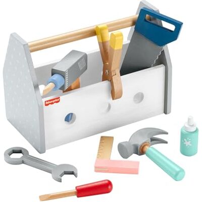 Fisher Price Set Attrezzi da Lavoro in Legno, Include 9 Strumenti tra Cui Vari Utensili e la Cassetta per riportli, per Il Gioco Creativo da Costruire, Giocattolo per Bambini, 3+ Anni, Fisher Price Set Attrezzi da Lavoro in Legno, Include 9 Strumenti tra Cui Vari Utensili e la Cassetta per riportli, per Il Gioco Creativo da Costruire, Giocattolo per Bambini, 3+ Anni,