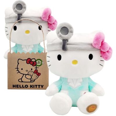 Joy Toy Hello Kitty dottore in peluche ecologico 25 cm in mini shopper di carta Joy Toy Hello Kitty dottore in peluche ecologico 25 cm in mini shopper di carta