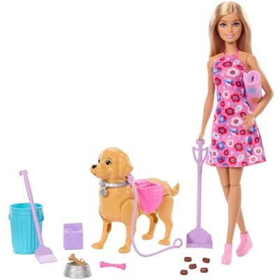 Barbie Set con Cane a Passeggio e Bambola Malibu Barbie Set con Cane a Passeggio e Bambola Malibu