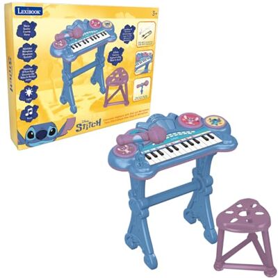 Lexibook , Tastiera Elettronica Stitch con Sedile e Microfono, 24 Tasti Luminosi per Imparare la Musica e Cavo Aux-in, Blu, Lexibook , Tastiera Elettronica Stitch con Sedile e Microfono, 24 Tasti Luminosi per Imparare la Musica e Cavo Aux-in, Blu,