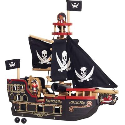 Le Toy Van Galeone dei pirati gioco in legno 3 anni, nave dei pirati di Barbarossa, 2 pirati inclusi, si illumina al buio, 48 x 24 x 49 cm, giochi Montessori ecologici Le Toy Van Galeone dei pirati gioco in legno 3 anni, nave dei pirati di Barbarossa, 2 pirati inclusi, si illumina al buio, 48 x 24 x 49 cm, giochi Montessori ecologici