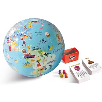 Caly Globo gonfiabile con giochi Road Trip Stick'N Quiz 30 cm , blu oceano Caly Globo gonfiabile con giochi Road Trip Stick'N Quiz 30 cm , blu oceano