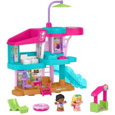 Little People Fisher-Price Barbie Casa al Mare, set a tema Barbie con 3 piani di gioco e 2 personaggi, 3 accessori e mobili inclusi, giocattolo per bambini, 1+ anni, Little People Fisher-Price Barbie Casa al Mare, set a tema Barbie con 3 piani di gioco e 2 personaggi, 3 accessori e mobili inclusi, giocattolo per bambini, 1+ anni,