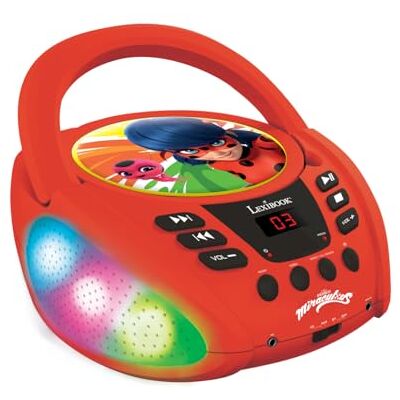 Lexibook Miraculous Lettore CD Bluetooth per Bambini – Portatile, Effetti Multicolore, Jack per Microfono, AUX in, AC o batterie, Rosso, Lexibook Miraculous Lettore CD Bluetooth per Bambini – Portatile, Effetti Multicolore, Jack per Microfono, AUX in, AC o batterie, Rosso,