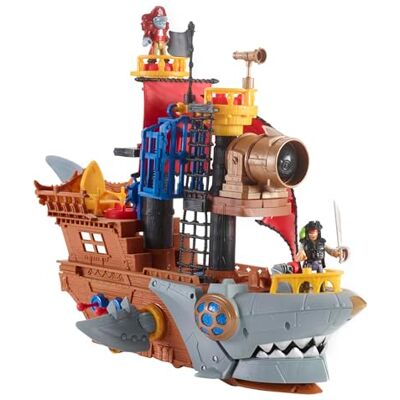Fisher Price Imaginext Squalo-Nave dei Pirati, playset a tema nave e e squalo con 2 personaggi pirata con spade, palle di cannone e accessori, giocattolo per bambini, 3+ anni, Fisher Price Imaginext Squalo-Nave dei Pirati, playset a tema nave e e squalo con 2 personaggi pirata con spade, palle di cannone e accessori, giocattolo per bambini, 3+ anni,