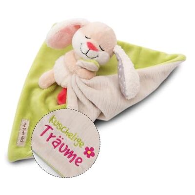 NICI Asciugamano per bambini, 22 x 22 cm, con coniglietto di peluche, morbido panno per bambini e bambine, regalo per la nascita, con scritta ricamata Kuschelige Dreams NICI Asciugamano per bambini, 22 x 22 cm, con coniglietto di peluche, morbido panno per bambini e bambine, regalo per la nascita, con scritta ricamata Kuschelige Dreams