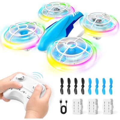 YIKANWEN Drone per Bambini, Mini Drone con Telecomando e Luci LED RC Aereo Giocattolo da 6 7 8 9 10+ Anni, 3 Batterie, Adatto per Uso Interno ed Esterno, Regali per Ragazzi e Ragazze YIKANWEN Drone per Bambini, Mini Drone con Telecomando e Luci LED RC Aereo Giocattolo da 6 7 8 9 10+ Anni, 3 Batterie, Adatto per Uso Interno ed Esterno, Regali per Ragazzi e Ragazze
