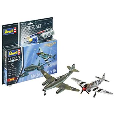 Revell 63711 Model Combat Set Me262 & P-5 fedele modellino per principianti, con accessori base, non verniciati Revell 63711 Model Combat Set Me262 & P-5 fedele modellino per principianti, con accessori base, non verniciati