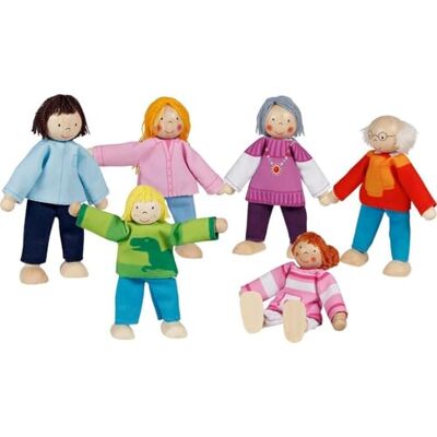 Goki Biegepuppen Moderne Familie: H= 9-11 cm, Holz und Textil, 6 Teile, per Set Goki Biegepuppen Moderne Familie: H= 9-11 cm, Holz und Textil, 6 Teile, per Set