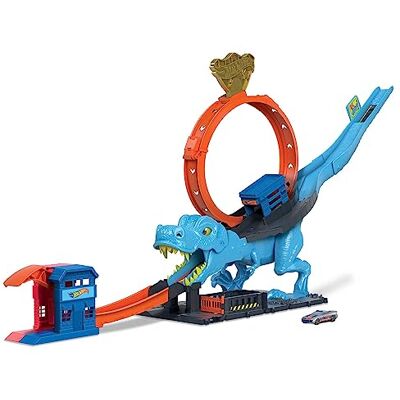 Hot Wheels City Pista con 1 macchinina, sfreccia attraverso un loop gigante per sconfiggere il mega dinosauro, pista acrobatica da corsa con T-Rex, giocattolo per bambini 4+ Anni, Hot Wheels City Pista con 1 macchinina, sfreccia attraverso un loop gigante per sconfiggere il mega dinosauro, pista acrobatica da corsa con T-Rex, giocattolo per bambini 4+ Anni,
