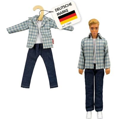 Heless Time2Shine Camicia a quadretti blu e bianco, con camicia bianca e jeans blu scuro, per bambole alla moda da 29 cm Heless Time2Shine Camicia a quadretti blu e bianco, con camicia bianca e jeans blu scuro, per bambole alla moda da 29 cm