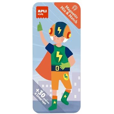 APLI Kids Magnetic Mix&Match, Gioco Magnetico Modello Supereroi. Set per creare abiti, ideale da portare in viaggio. APLI Kids Magnetic Mix&Match, Gioco Magnetico Modello Supereroi. Set per creare abiti, ideale da portare in viaggio.