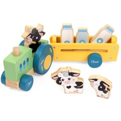 Chicco Trattore delle Mucche in Legno, Set Gioco con Rimorchio, 3 Personaggi Animali e 3 Bottiglie di Latte, Giocattolo Educativo Motricità Fine e Primi Concetti, per Bambini 2 Anni + Chicco Trattore delle Mucche in Legno, Set Gioco con Rimorchio, 3 Personaggi Animali e 3 Bottiglie di Latte, Giocattolo Educativo Motricità Fine e Primi Concetti, per Bambini 2 Anni +