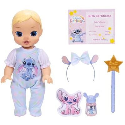 Disney Darlings Stitch con capelli biondi, prodotto ufficiale Jakks Pacific, con luci magiche scintillanti, include bacchetta magica, flacone di polvere magica, cerchietto e certificato di nascita Disney Darlings Stitch con capelli biondi, prodotto ufficiale Jakks Pacific, con luci magiche scintillanti, include bacchetta magica, flacone di polvere magica, cerchietto e certificato di nascita