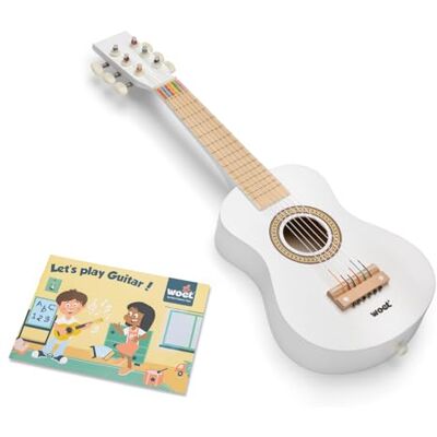 Woet ® Chitarra Giocattolo Rosa in Legno per Bambini, 6 Corde in Nylon con Tracolla, Corda di Ricambio e Libretto Musicale a Colori con 3 Canzoni, Strumento Educativo, A Partire da 3 Anni Woet ® Chitarra Giocattolo Rosa in Legno per Bambini, 6 Corde in Nylon con Tracolla, Corda di Ricambio e Libretto Musicale a Colori con 3 Canzoni, Strumento Educativo, A Partire da 3 Anni