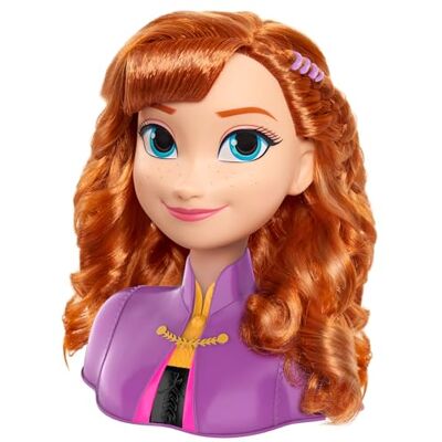 Disney Frozen Anna -2 testine da parrucchiere da 20 cm, con 14 accessori per il divertimento dello styling, a partire dai 3 anni, Just Play, colore: Mora Disney Frozen Anna -2 testine da parrucchiere da 20 cm, con 14 accessori per il divertimento dello styling, a partire dai 3 anni, Just Play, colore: Mora
