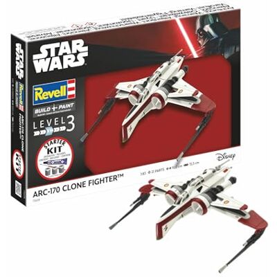 Revell Starter Kit ARC-170 Fighter scala 1:83, modellino in plastica con colori di base, colla modellino e pennello Revell Starter Kit ARC-170 Fighter scala 1:83, modellino in plastica con colori di base, colla modellino e pennello