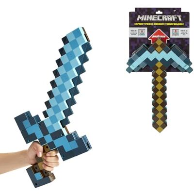 Mattel Minecraft Spada-Piccone Diamante Trasformabile, Accessorio Giocattolo 2 in 1 a Misura di Bambino, per Giochi di Ruolo e Travestimenti a Tema Videogioco, 6+ Anni, Mattel Minecraft Spada-Piccone Diamante Trasformabile, Accessorio Giocattolo 2 in 1 a Misura di Bambino, per Giochi di Ruolo e Travestimenti a Tema Videogioco, 6+ Anni,