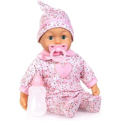 Bayer Design Bambola interattiva, parlante, morbida, con suoni, occhi che si chiudono, 38 cm, ciuccio, biberon Bayer Design Bambola interattiva, parlante, morbida, con suoni, occhi che si chiudono, 38 cm, ciuccio, biberon