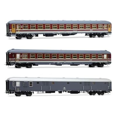 Rivarossi FS, pacco da 3'Alpen-Express' 2/2, 2x UIC-X 2a classe rosso/grigio + bagagliaio UIC-X '70 grigio, ep; carrozze passeggeri IVb Rivarossi FS, pacco da 3'Alpen-Express' 2/2, 2x UIC-X 2a classe rosso/grigio + bagagliaio UIC-X '70 grigio, ep; carrozze passeggeri IVb