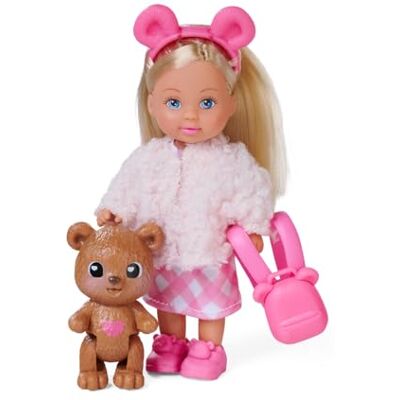 Simba Evi Love Teddy, Bambola da Gioco con Una Giacca soffice, con Cerchietto, Scarpe, Zaino e Orsacchiotto, 12 cm, dai 3 Anni in su Simba Evi Love Teddy, Bambola da Gioco con Una Giacca soffice, con Cerchietto, Scarpe, Zaino e Orsacchiotto, 12 cm, dai 3 Anni in su