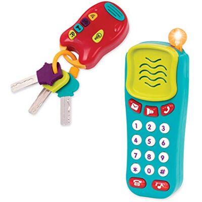 Battat Telefono+ Tasti Luminosi e sonori Giocattolo sensoriale Chiavi dell'auto e Telefono Giocattolo 18 Mesi + Battat Telefono+ Tasti Luminosi e sonori Giocattolo sensoriale Chiavi dell'auto e Telefono Giocattolo 18 Mesi +