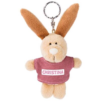 NICI Portachiavi a Forma di Coniglio con Maglietta Christina, 10 cm, Colore: Beige NICI Portachiavi a Forma di Coniglio con Maglietta Christina, 10 cm, Colore: Beige